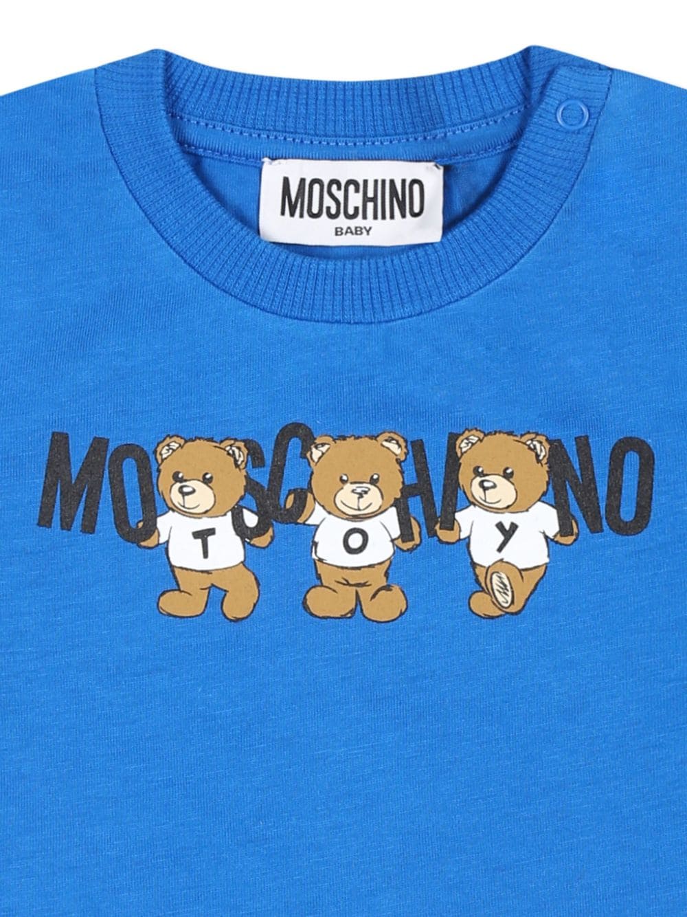 T-shirt per neonata Moschino Kids blu con stampa Teddy Bear - Rubino Kids