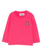 T-shirt per neonata Moschino Kids fucsia con motivo Teddy Bear - Rubino Kids