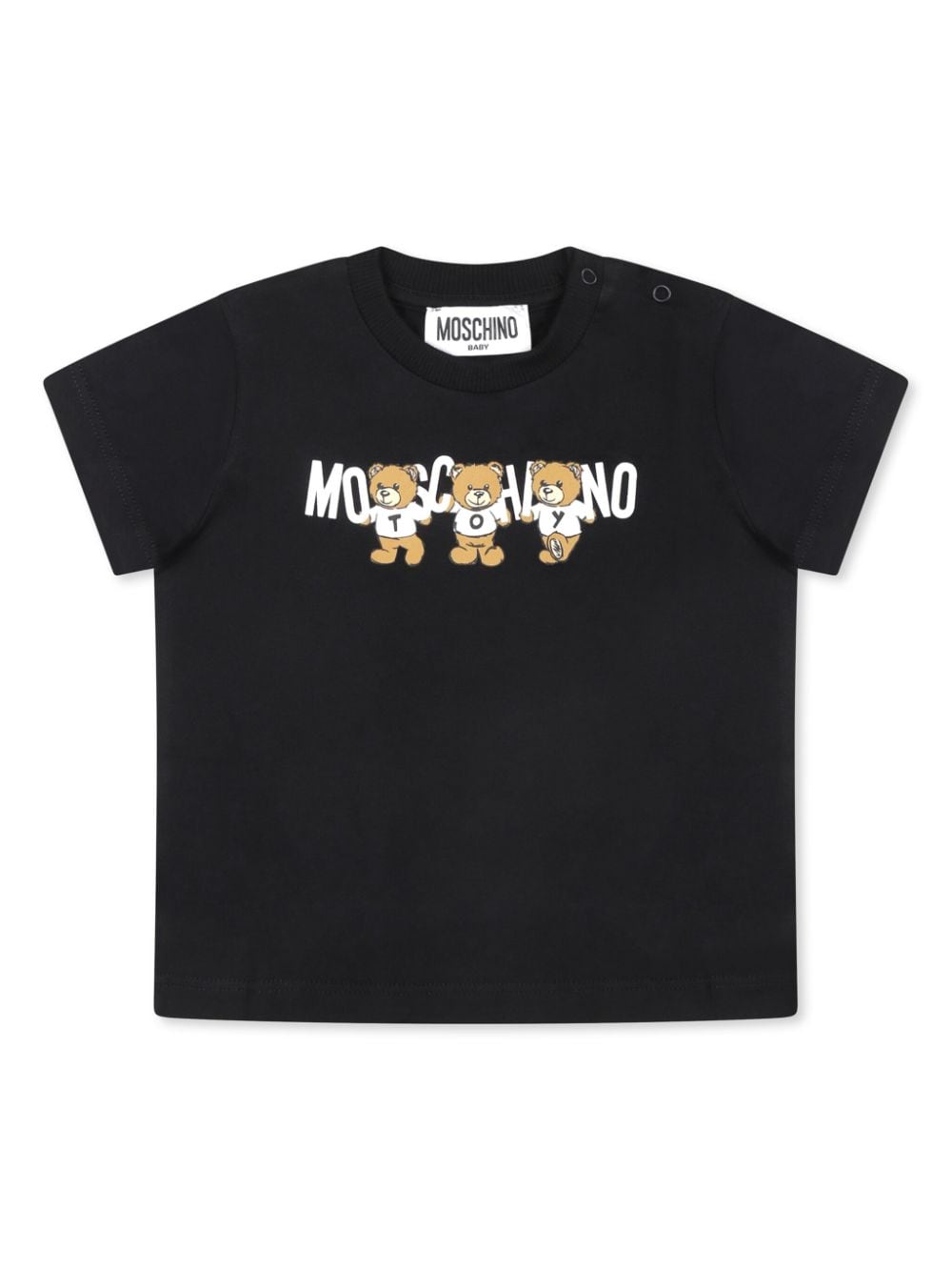 T-shirt per neonata Moschino Kids nero con stampa Teddy Bear - Rubino Kids