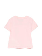 T-shirt per neonata Moschino Kids rosa con logo sul davanti - Rubino Kids