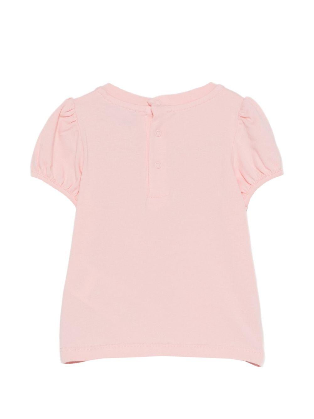 T-shirt per neonata Moschino Kids rosa con maniche a palloncino - Rubino Kids