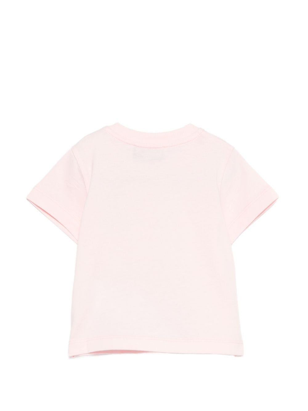 T-shirt per neonata Moschino Kids rosa con ricamo orsetto - Rubino Kids