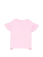 T-shirt per neonata Moschino Kids rosa con ricamo Teddy Bear - Rubino Kids