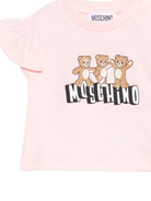 T-shirt per neonata Moschino Kids rosa con ruches - Rubino Kids