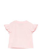 T-shirt per neonata Moschino Kids rosa con ruches - Rubino Kids