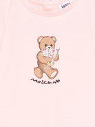 T-shirt per neonata Moschino Kids rosa con stampa Teddy Bear - Rubino Kids