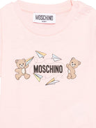 T-shirt per neonata Moschino Kids rosa con stampa Teddy sul davanti - Rubino Kids