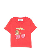 T-shirt per neonata Moschino Kids rossa con stampa Cherry - Rubino Kids