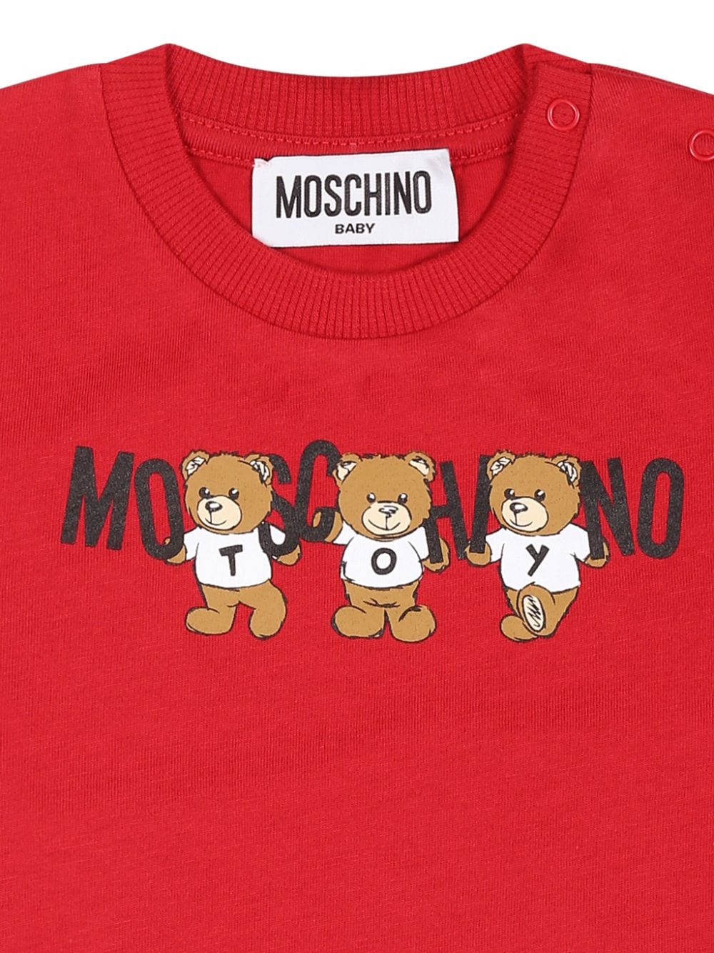 T-shirt per neonata Moschino Kids rosso con stampa Teddy Bear - Rubino Kids