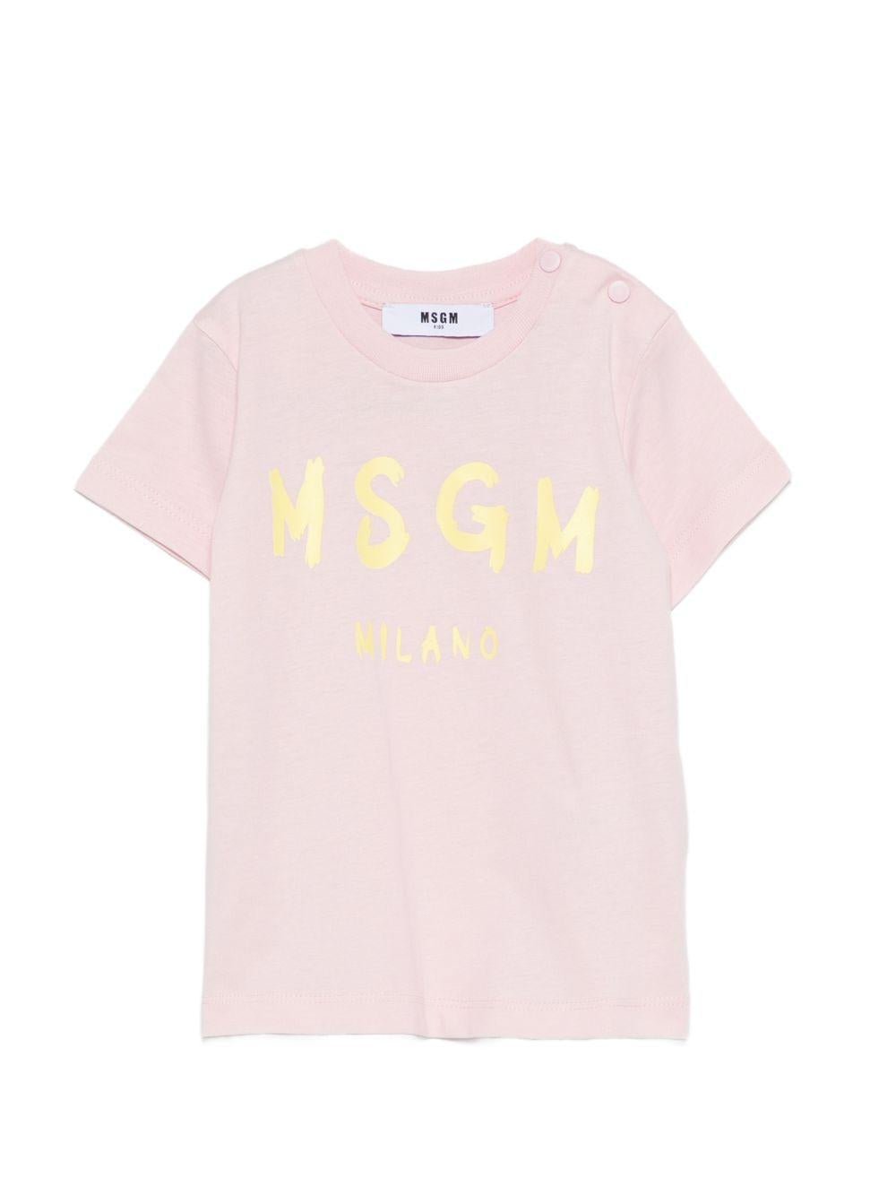 T-shirt per neonata MSGM Kids rosa con stampa grafica logo - Rubino Kids