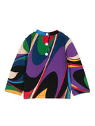 T shirt per neonata multicolor di Emilio Pucci con stampa icona pesce centrale - Rubino Kids