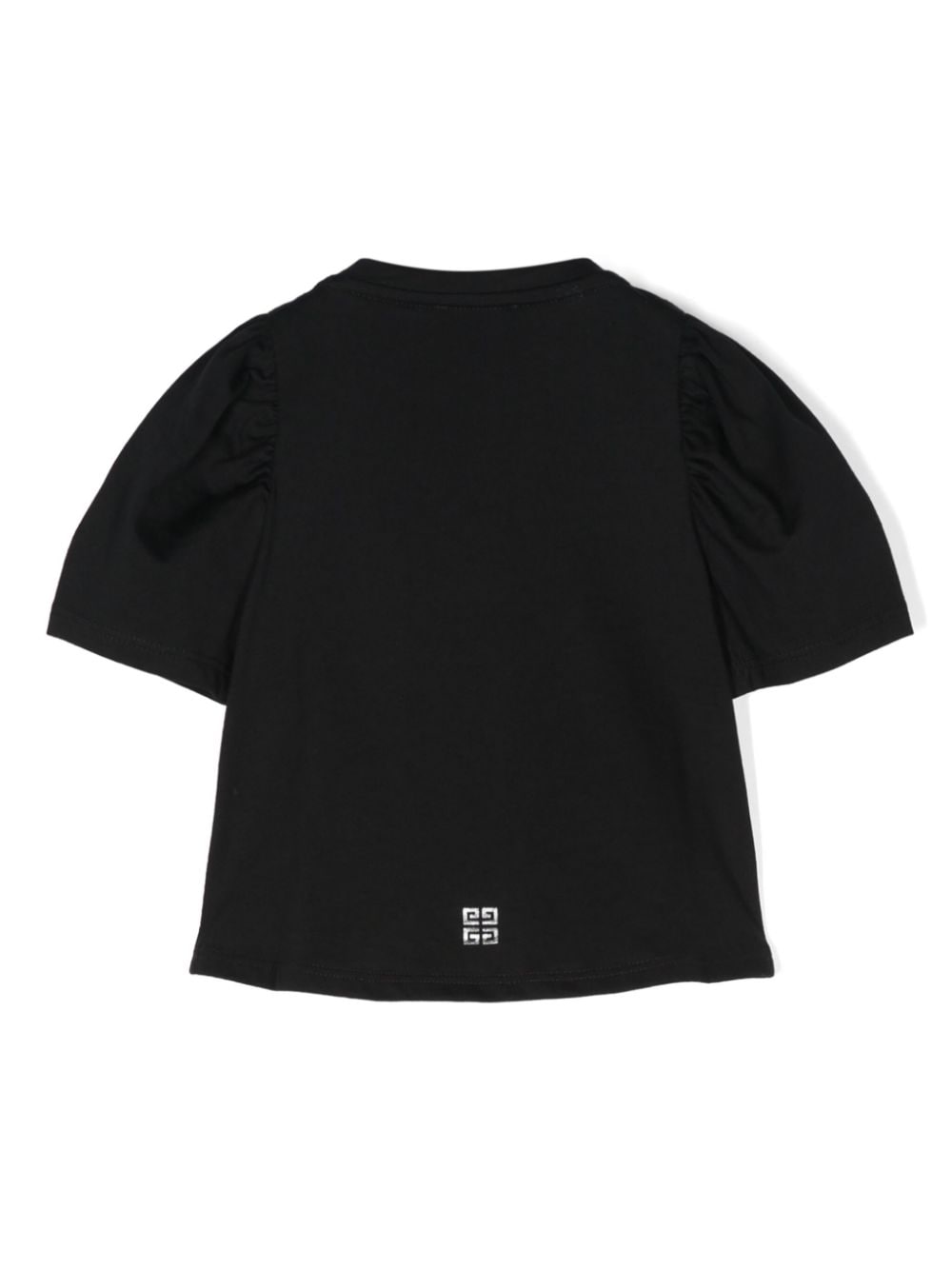 T shirt per neonata nera con maniche a palloncino e logo centrale stampato GIVENCHY argento - Rubino Kids