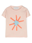 T shirt per neonata rosa Bobo Choses con stampa centrale sole astratto - Rubino Kids