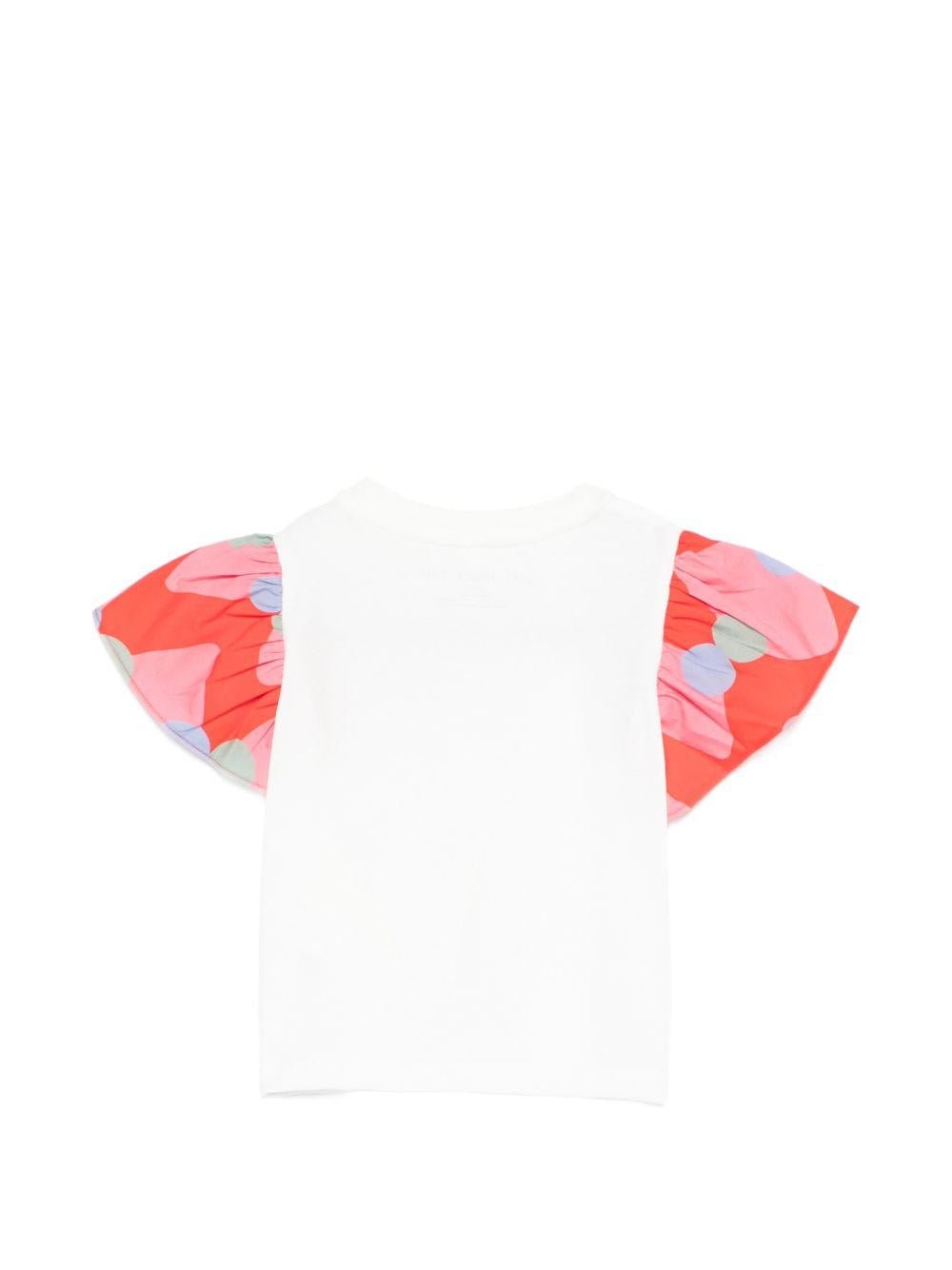 T-shirt per neonata Stella McCartney Kids bianca con maniche a contrasto - Rubino Kids