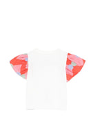 T-shirt per neonata Stella McCartney Kids bianca con maniche a contrasto - Rubino Kids