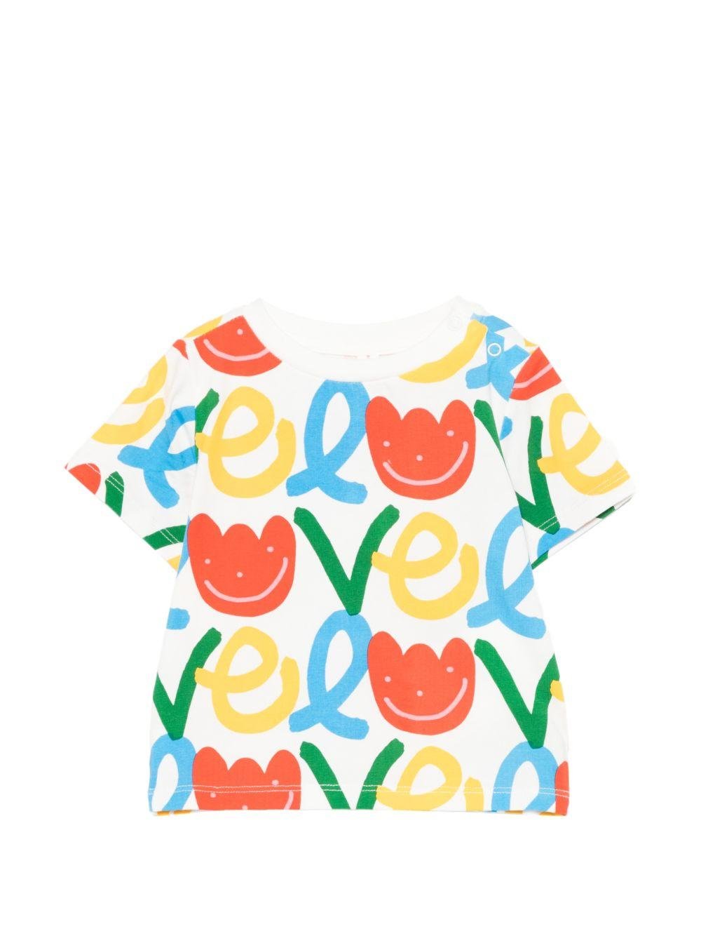 T-shirt per neonata Stella McCartney Kids bianca con stampa grafica all - over - Rubino Kids