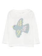 T-shirt per neonata Stella McCartney Kids bianco con stampa uccello - Rubino Kids