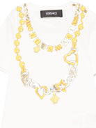 T-shirt per neonata Versace Kids bianco con stampa logo oro - Rubino Kids