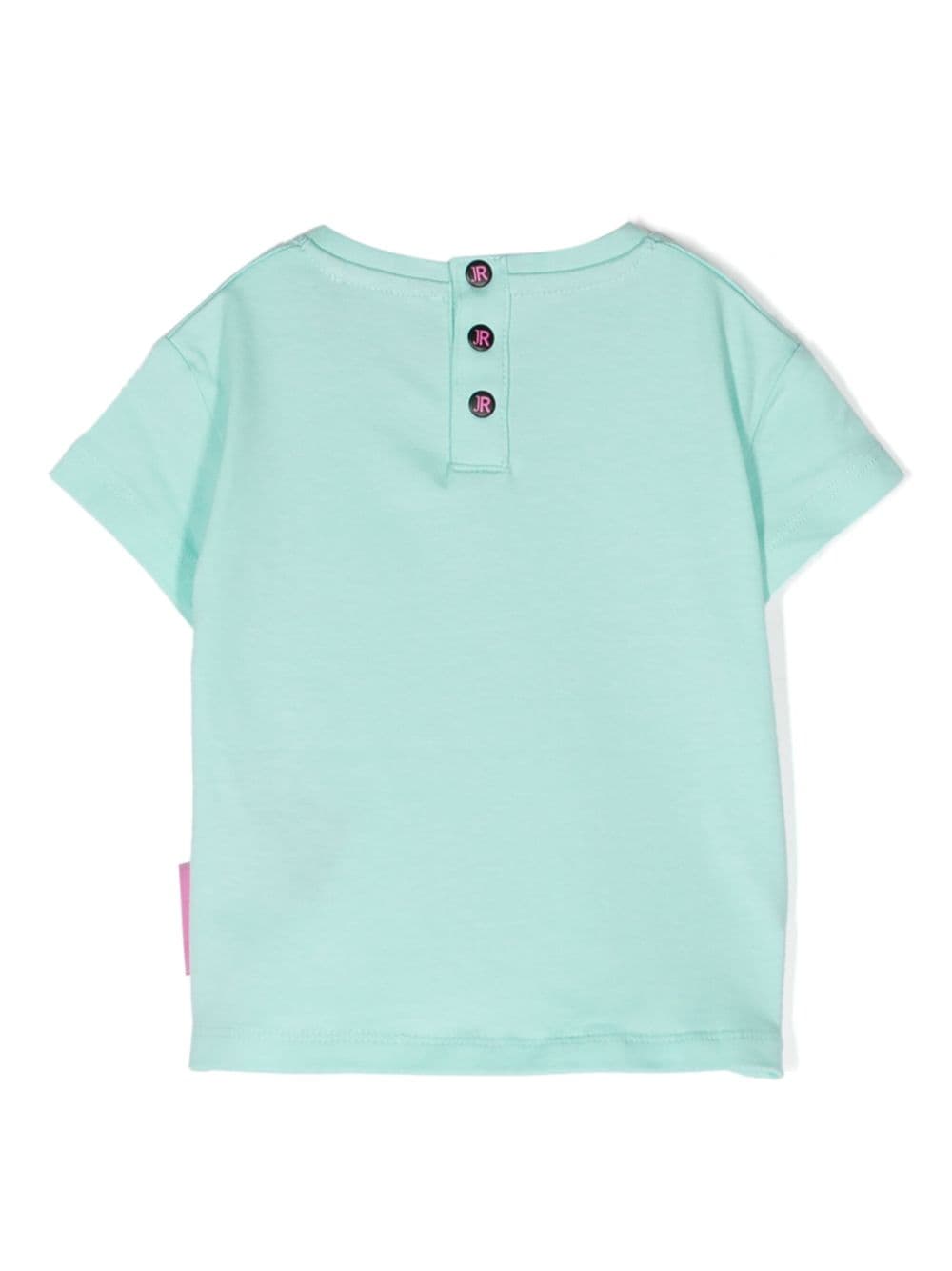 T shirt per neonati azzurra con logo John Richmond centrale maculato - Rubino Kids