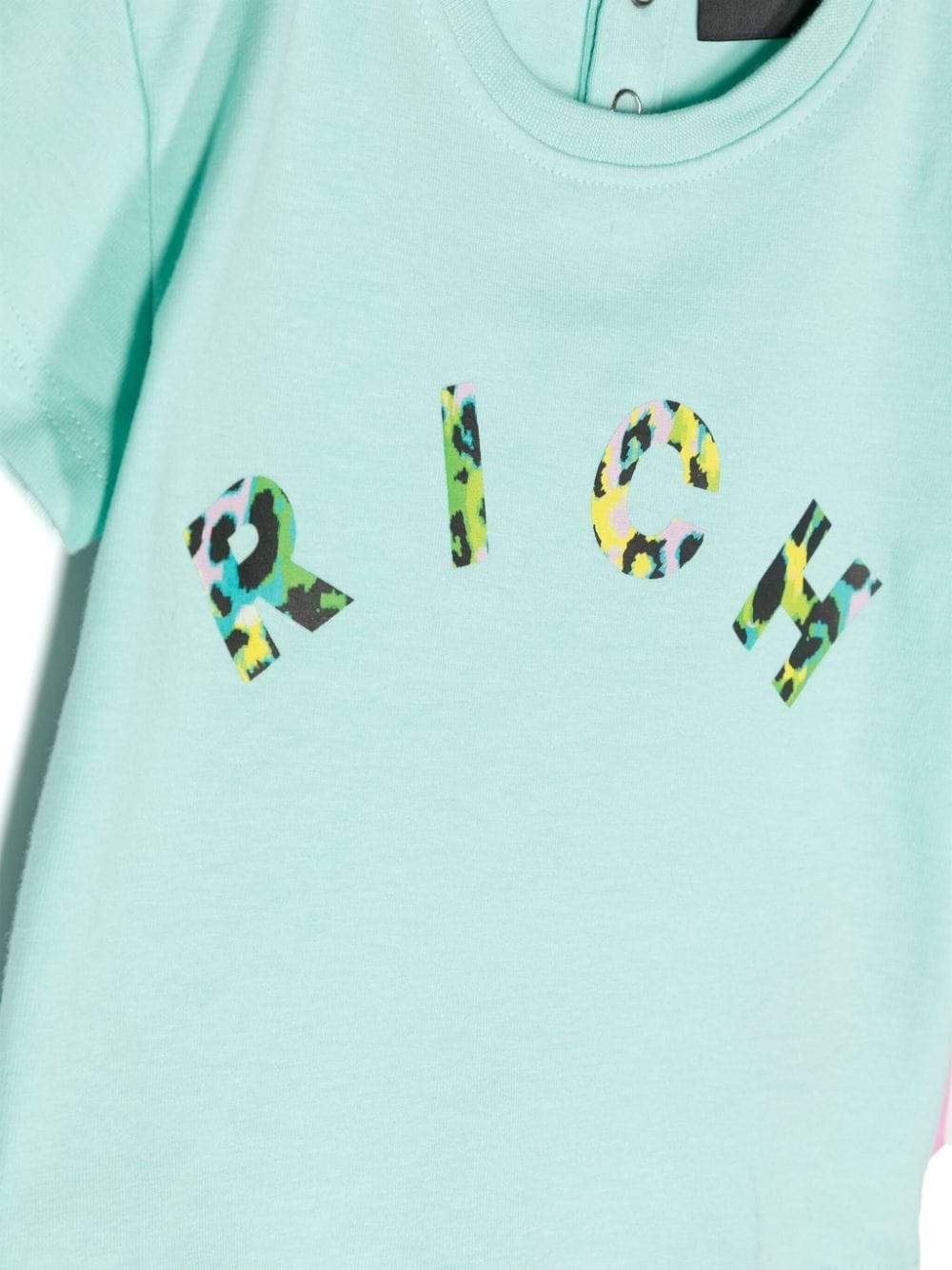 T shirt per neonati azzurra con logo John Richmond centrale maculato - Rubino Kids