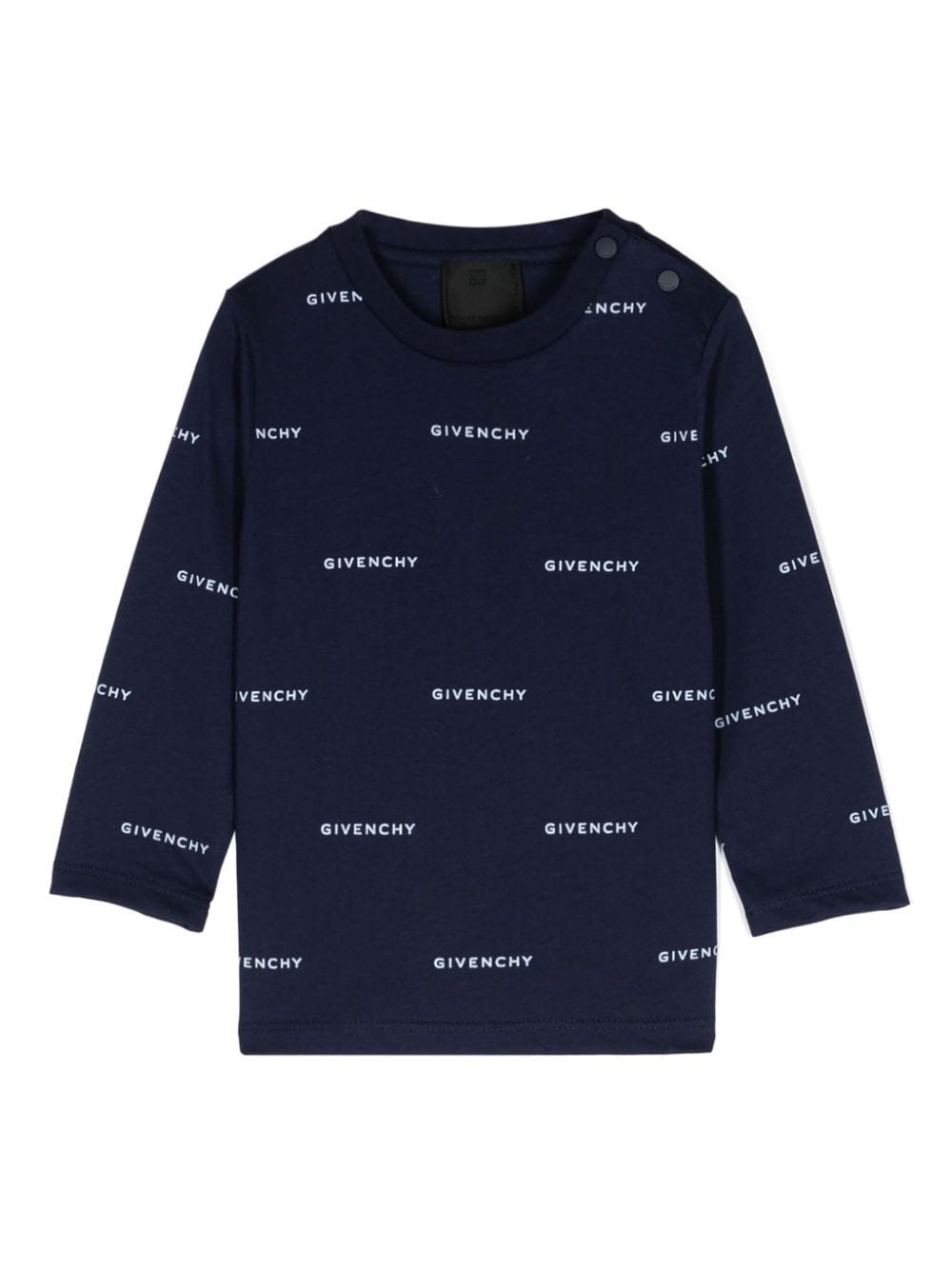 T shirt per neonati blu con logo Givenchy bianco stampato in all - over con font dritto - Rubino Kids