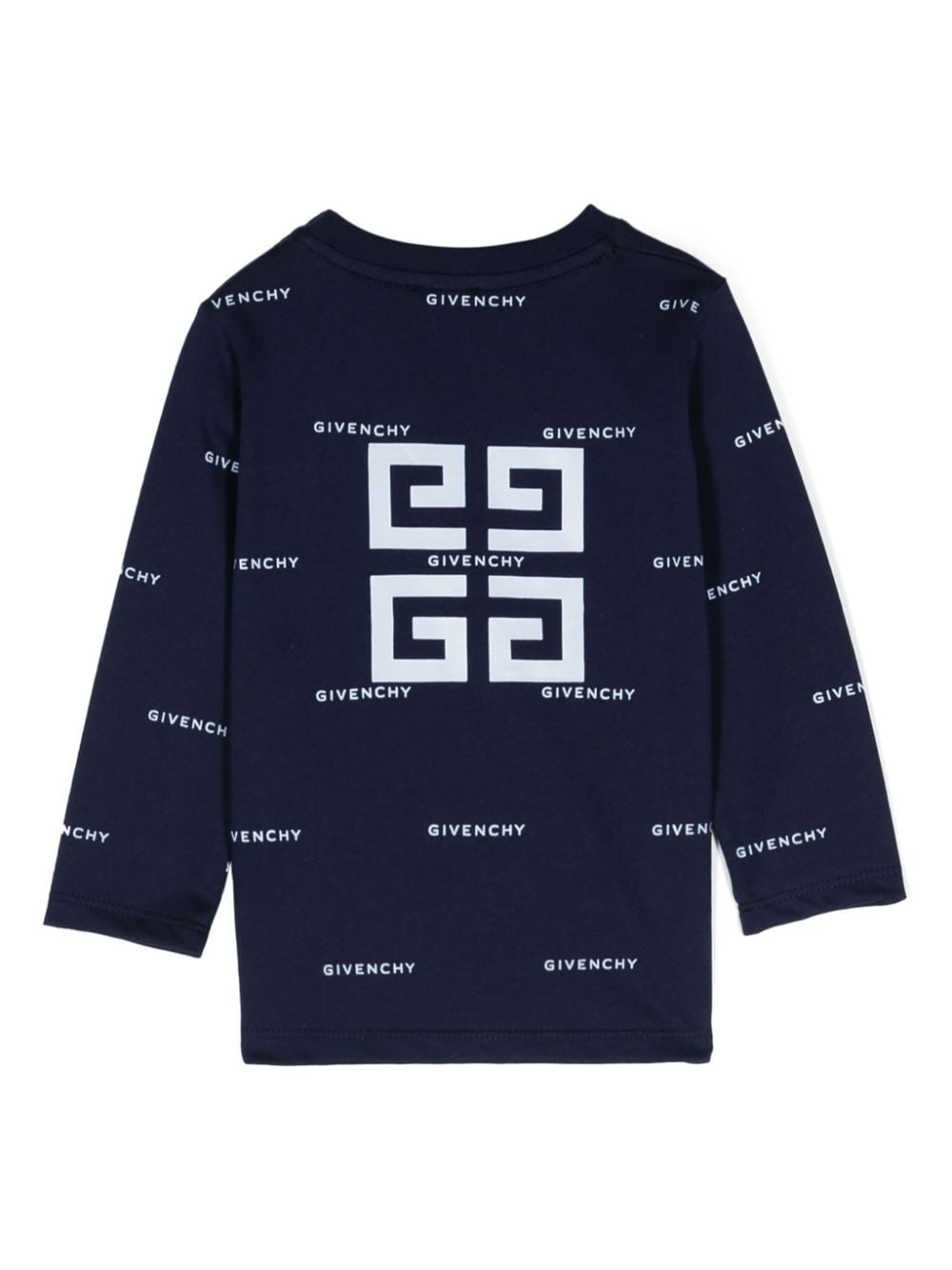 T shirt per neonati blu con logo Givenchy bianco stampato in all - over con font dritto - Rubino Kids