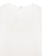 T-shirt per neonati Fendi Kids bianco con bottoni a pressione - Rubino Kids