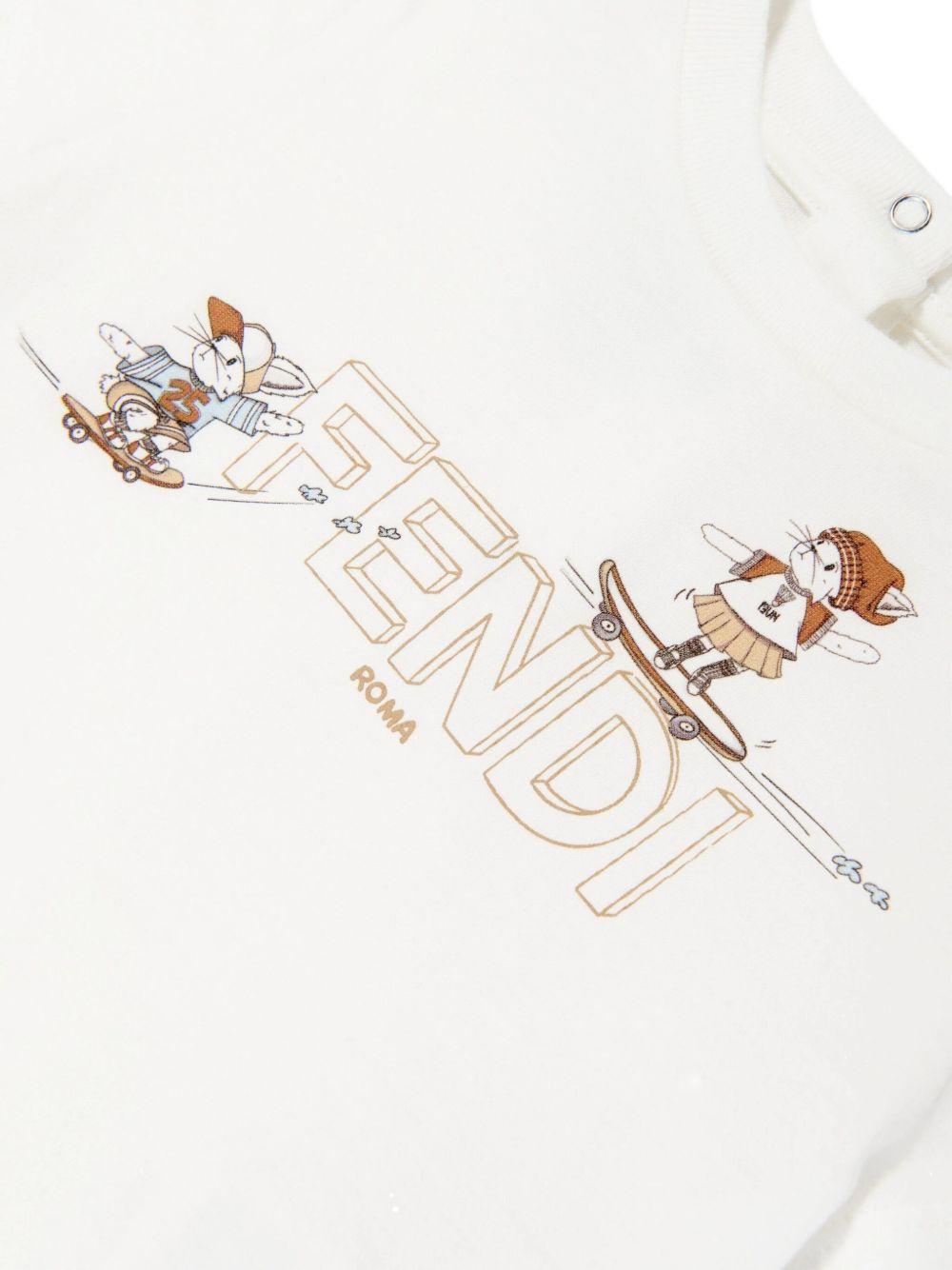 T-shirt per neonati Fendi Kids bianco con stapma grafica sul davanti - Rubino Kids