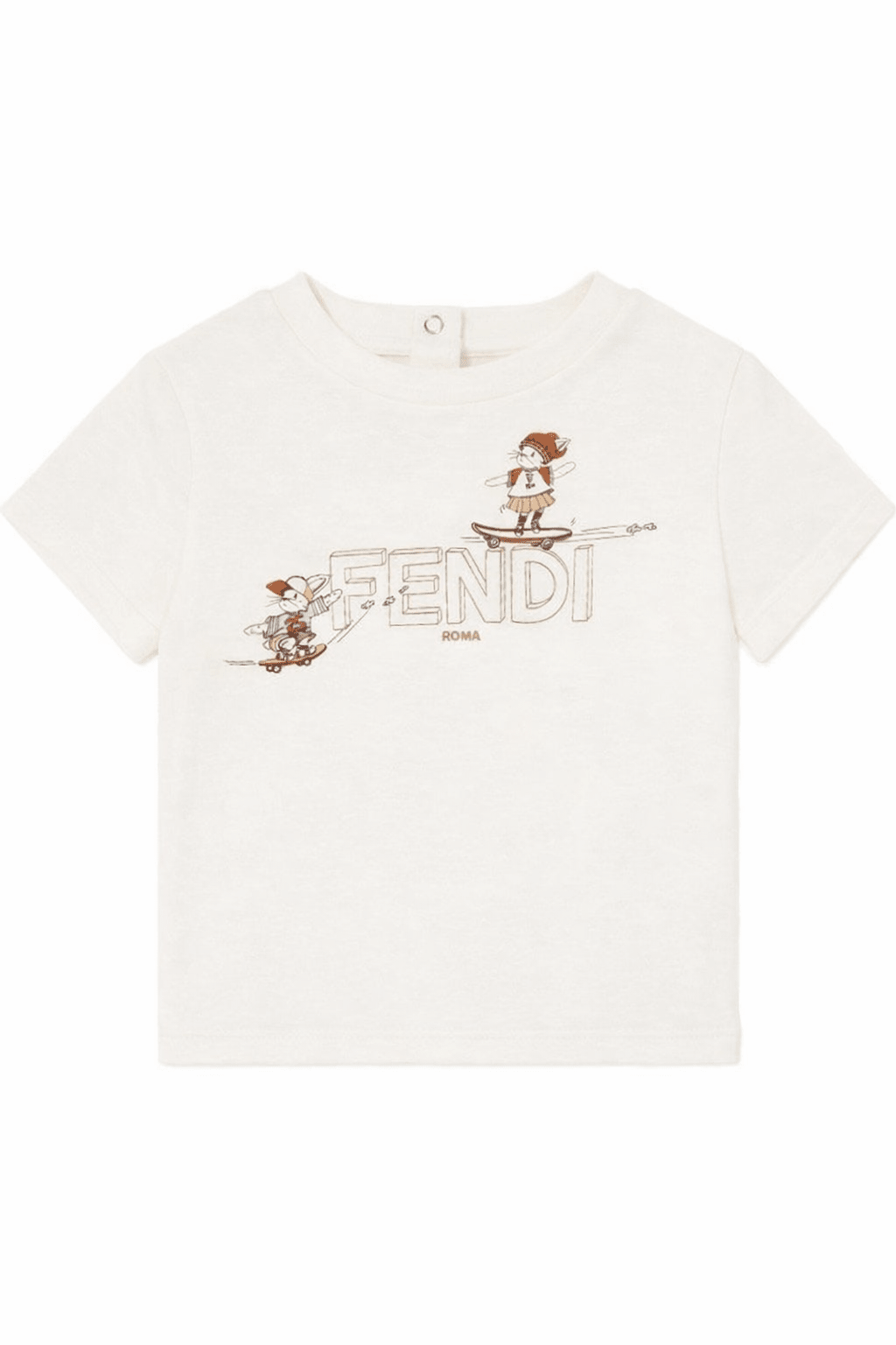 T-shirt per neonati Fendi Kids bianco con stapma grafica sul davanti - Rubino Kids