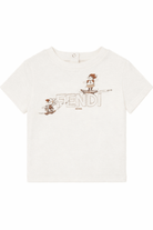T-shirt per neonati Fendi Kids bianco con stapma grafica sul davanti - Rubino Kids