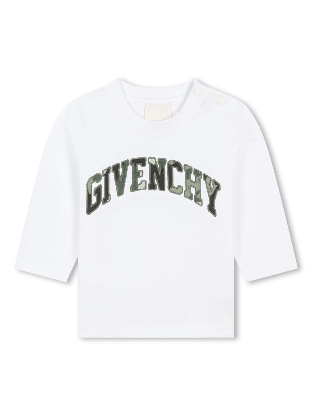 T-shirt per neonati Givenchy Kids bianco a maniche lunghe con stampa - Rubino Kids