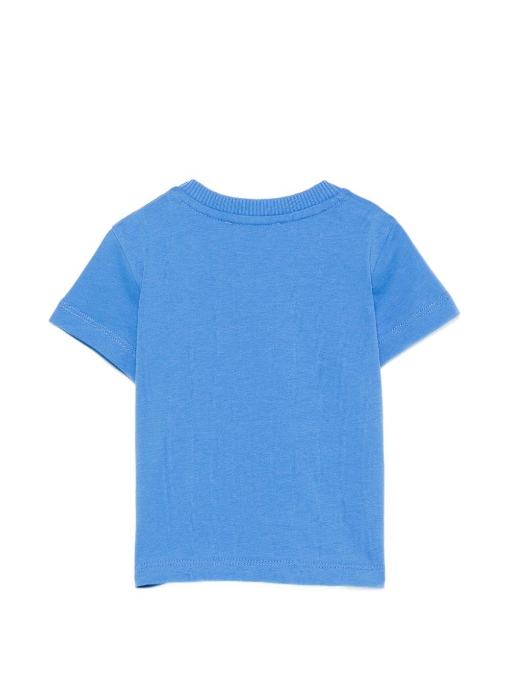 T-shirt per neonati Moschino Kids azzura con stampa Teddy Bear sul davanti - Rubino Kids