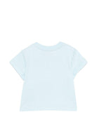 T-shirt per neonati Moschino Kids azzurra con dettagli ricamati - Rubino Kids