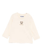 T-shirt per neonati Moschino Kids beige con motivo Teddy Bear ricamato - Rubino Kids