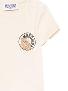 T-shirt per neonati Moschino Kids beige con Teddy sul davanti - Rubino Kids