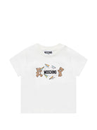 T-shirt per neonati Moschino Kids bianca con due Teddy Bear - Rubino Kids