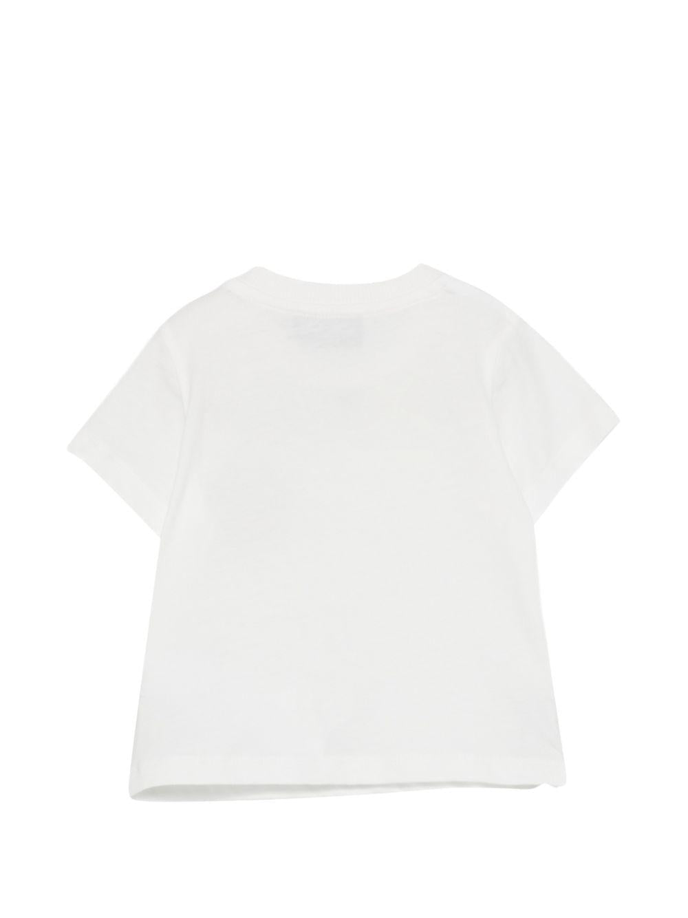 T-shirt per neonati Moschino Kids bianca con logo sul davanti - Rubino Kids