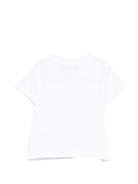 T-shirt per neonati Moschino Kids bianca con logo sul davanti - Rubino Kids