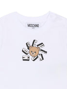 T-shirt per neonati Moschino Kids bianca con motivo Teddy Bear - Rubino Kids