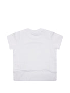 T-shirt per neonati Moschino Kids bianca con stampa orsetti sorridenti - Rubino Kids