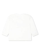 T-shirt per neonati Moschino KIds bianco a maniche lunghe con stampa Teddy Bear - Rubino Kids