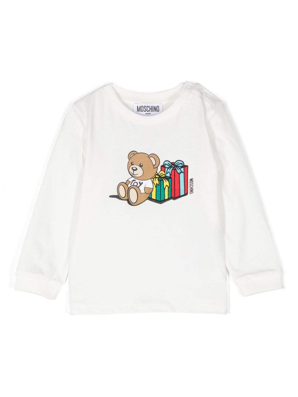 T-shirt per neonati Moschino Kids bianco con stampa Teddy Bear - Rubino Kids