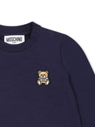 T-shirt per neonati Moschino Kids blu con ricamo Teddy Bear - Rubino Kids