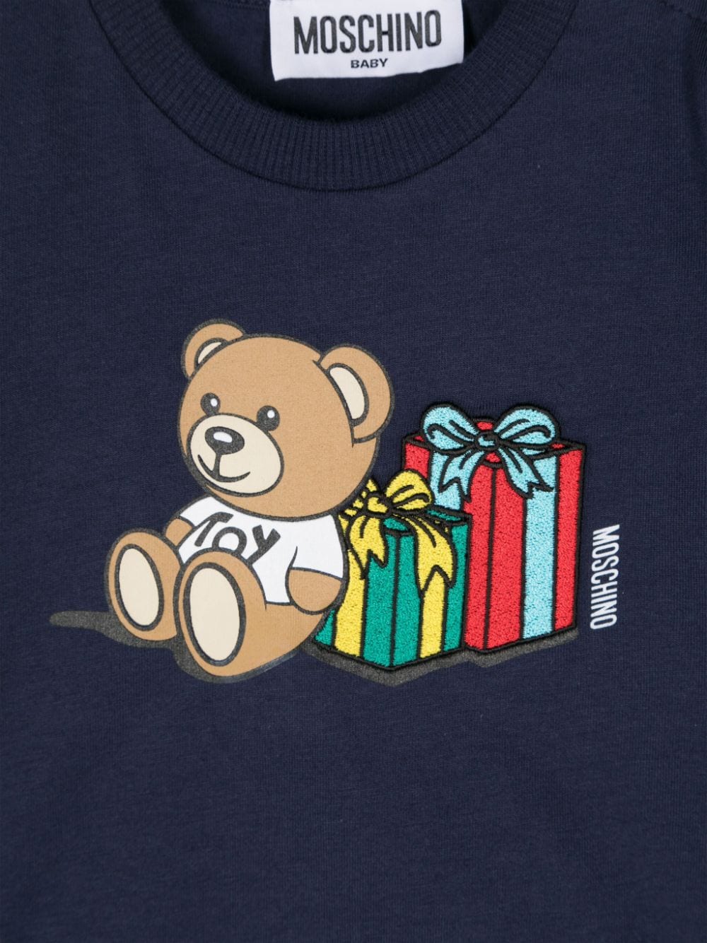 T-shirt per neonati Moschino Kids blu con stampa Teddy Bear - Rubino Kids