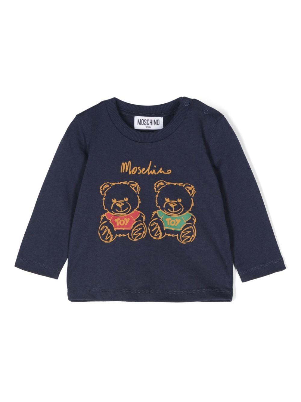 T-shirt per neonati Moschino Kids blu con stampa Teddy Bear - Rubino Kids