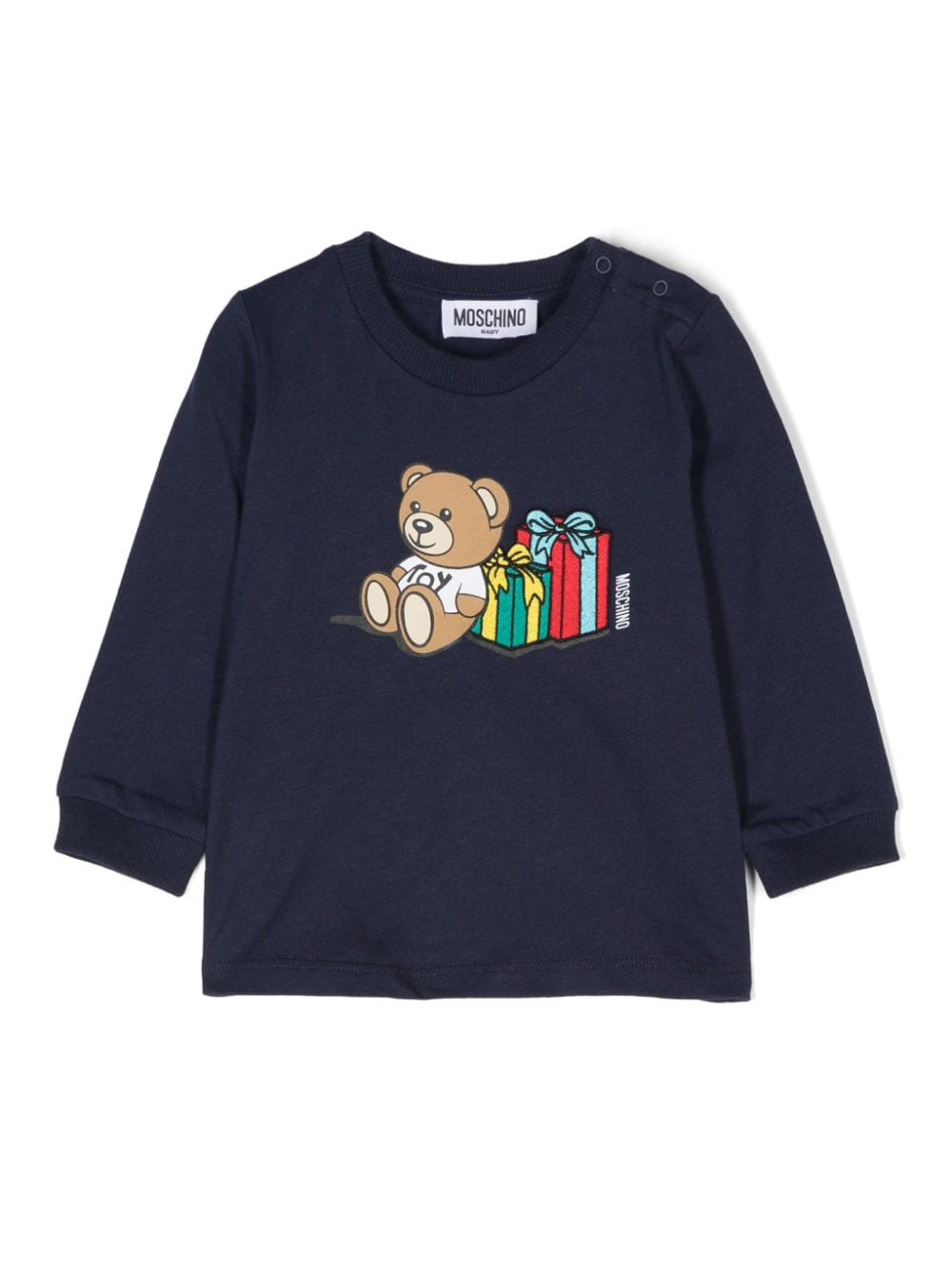 T-shirt per neonati Moschino Kids blu con stampa Teddy Bear - Rubino Kids