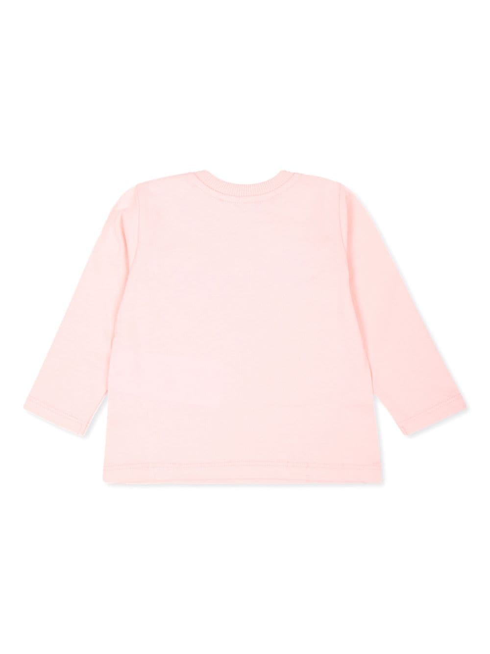 T-shirt per neonati Moschino Kids rosa a maniche lunghe con stampa Teddy Bear - Rubino Kids