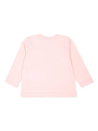 T-shirt per neonati Moschino Kids rosa a maniche lunghe con stampa Teddy Bear - Rubino Kids