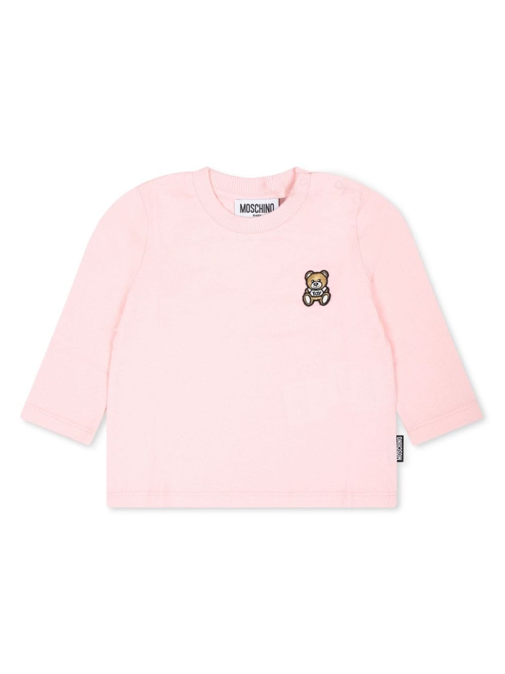 T-shirt per neonati Moschino Kids rosa con ricamo Teddy Bear - Rubino Kids