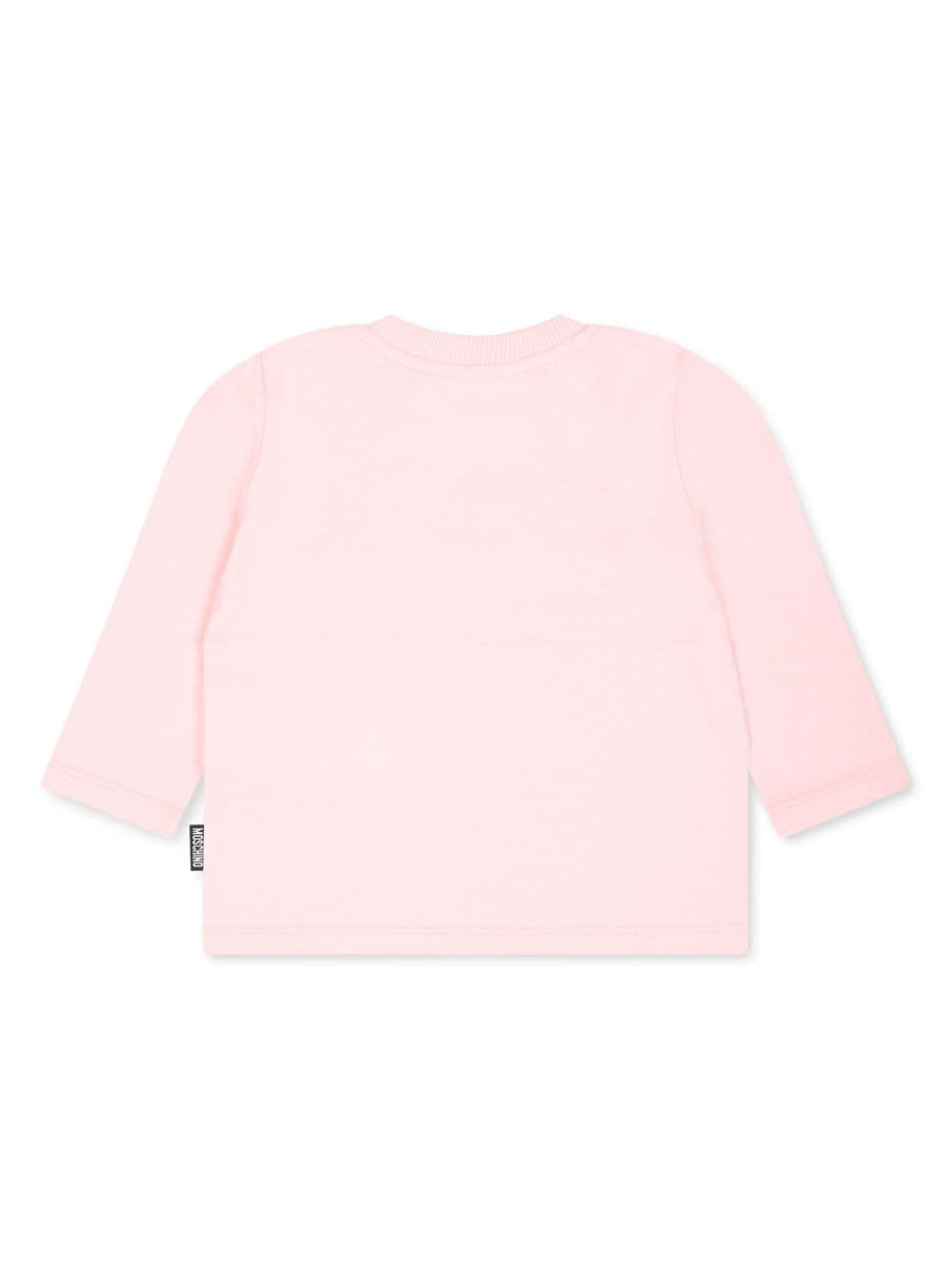 T-shirt per neonati Moschino Kids rosa con ricamo Teddy Bear - Rubino Kids